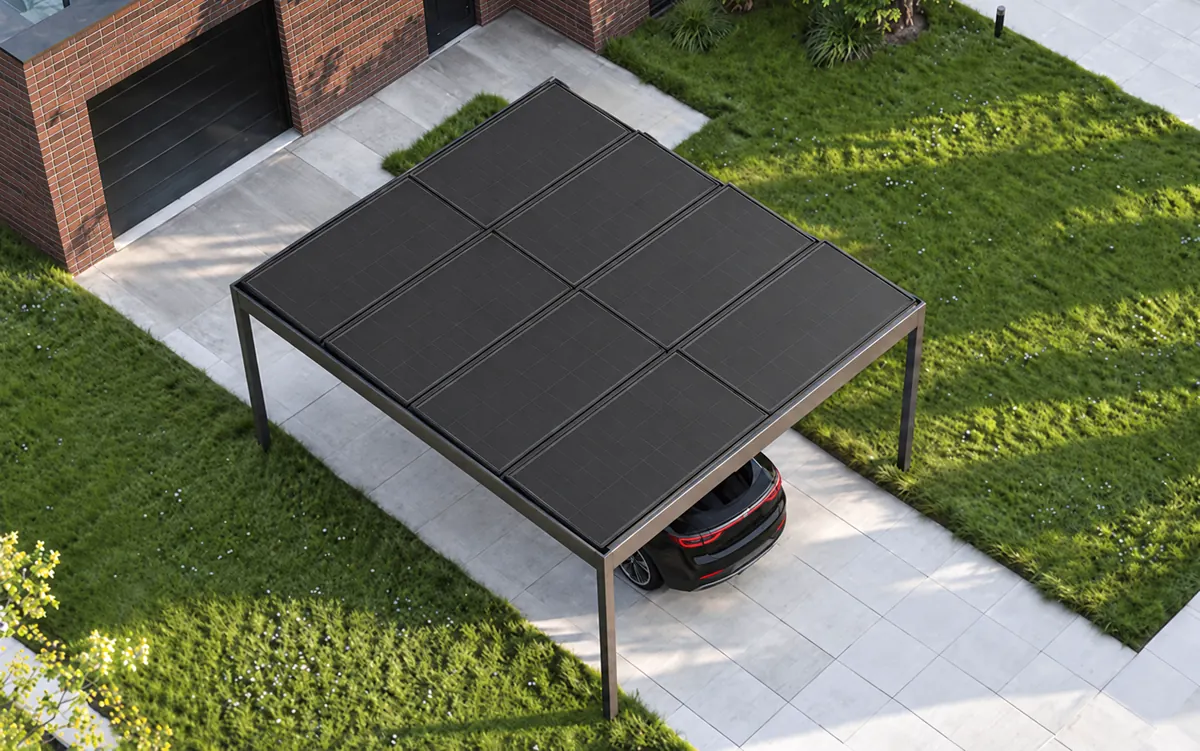 Freistehendes Carport Juist mit optionalen Solarmodulen auf dem Dach